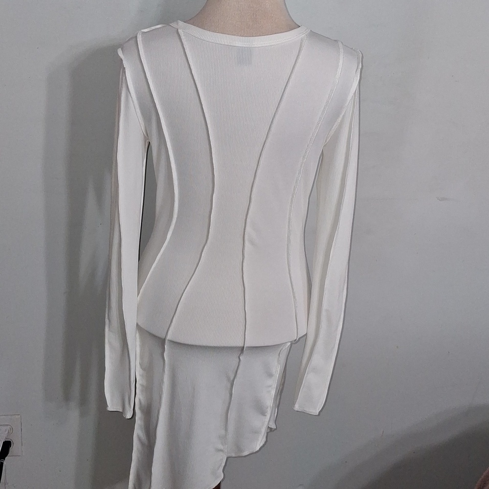 SHEIN White Fitted Long Sleeve Dress- W Sz 4 - Picture 3 of 6
